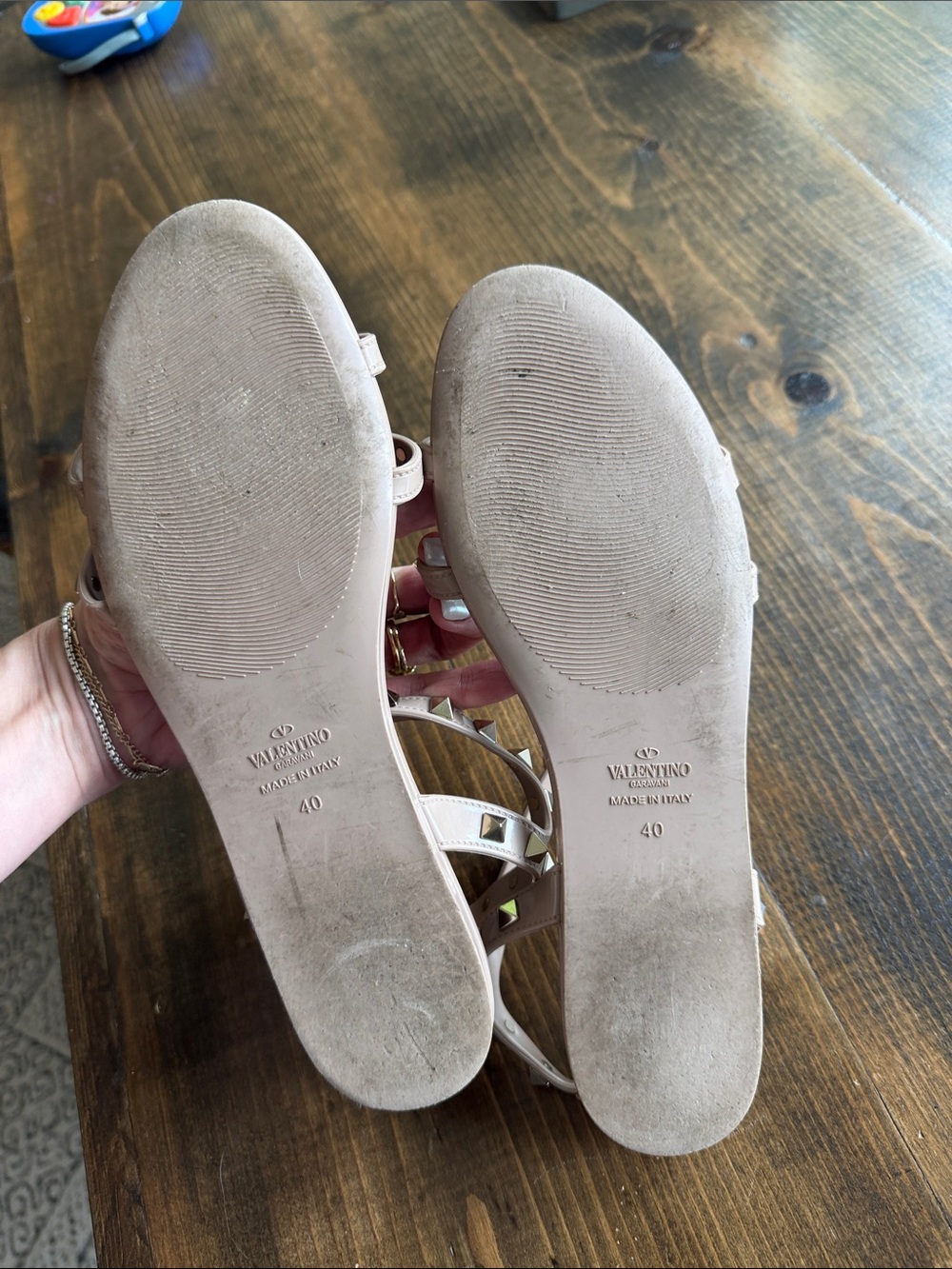 Valentino Jelly Nude Rockstud T-Strap Sandals 40 - Picture 5 of 5